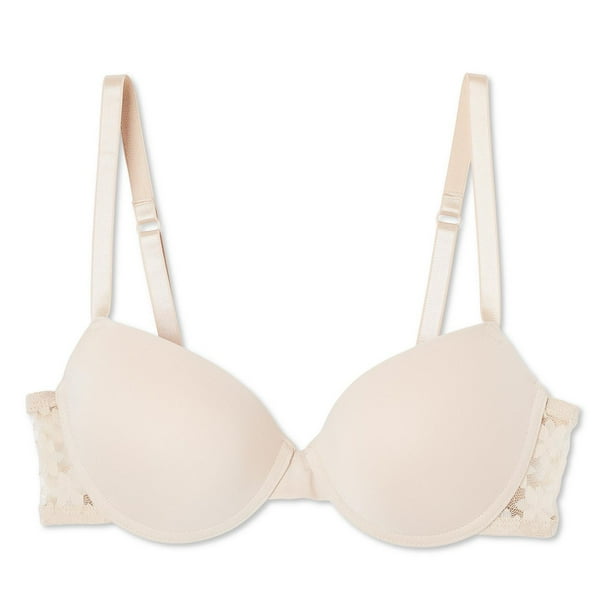 George GR180330 Women's Micro Push Up Lace Wing Underwire Bra, 34C Nude