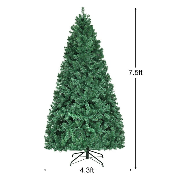 Costway 7.5Ft Pre-Lit PVC Artificial Christmas Tree Hinged w/ 400 LED Lights & Stand New