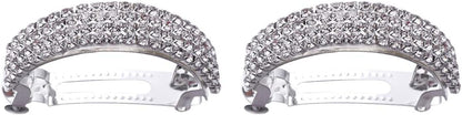 Frcolor 2pcs Crystal Bridal Hair Clip Retro Spring Hairpin Rhinestone Hair