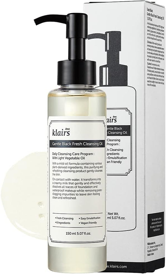 [DearKlairs] Gentle Black Fresh Cleansing Oil, 5.07 Fl Oz, makeup remover f