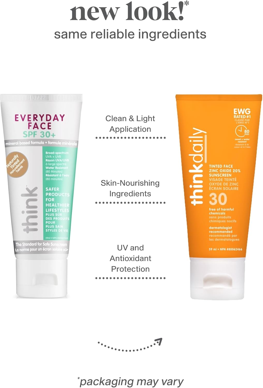 Thinkdaily Tinted Sunscreen for Face, SPF 30, 20% Zinc Oxide, 2 O