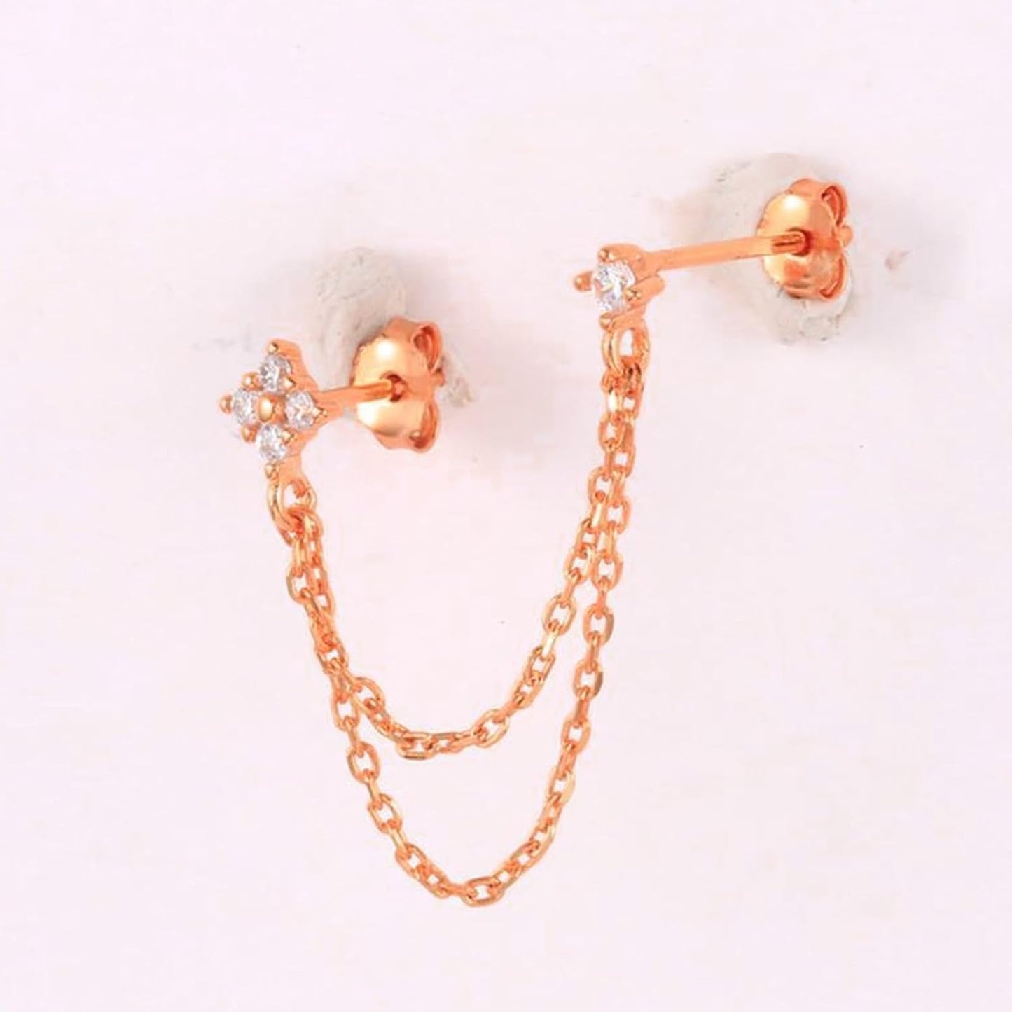Chain Earrings Gold Studs Earrings for Women Double Piercing Earrings Silve