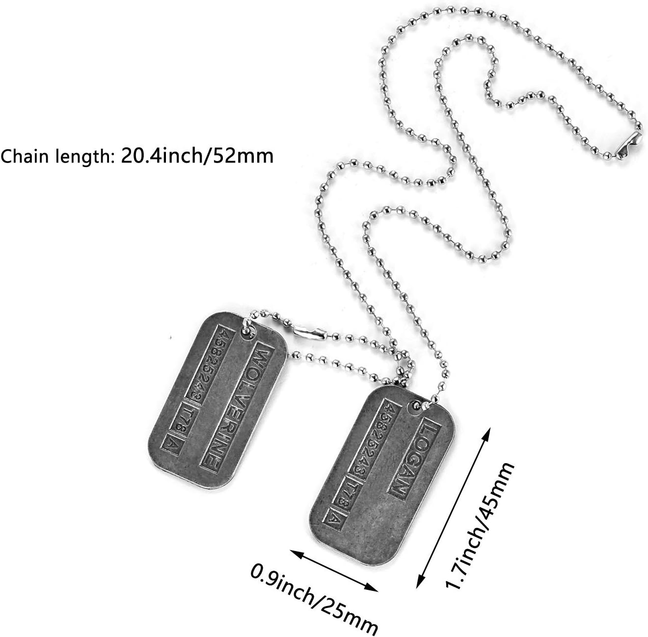 DAYSTART Two Double Sided Wolverine Name Dog Tags on 20 Inch Chai