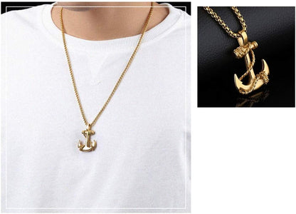 Feraco Anchor Necklace for Men Vintage Navy Nautical Pirate Pendant Stainle