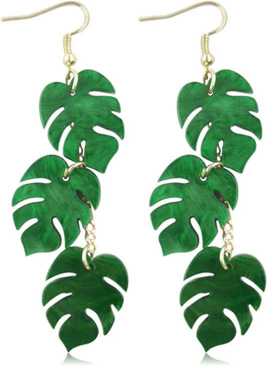 Leaf Earrings Green Earrings for Women Summer Earrings for Women Palm Tree