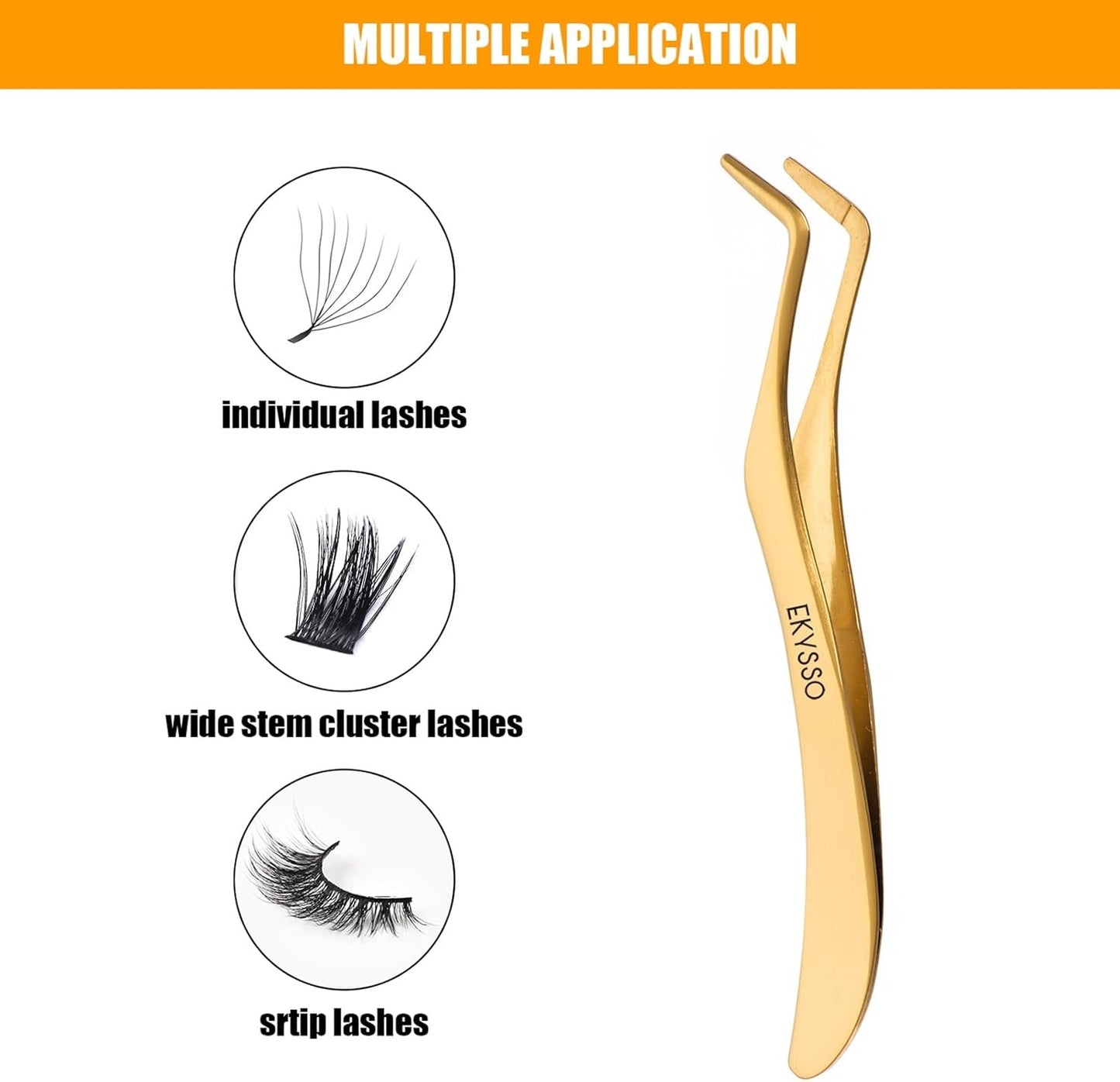 EKYSSO Lash Tweezer for Eyelash Clusters, Lash Applicator Tool, E
