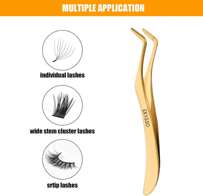 EKYSSO Lash Tweezer for Eyelash Clusters, Lash Applicator Tool, E