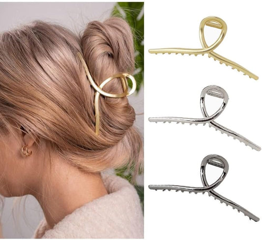 Long Claw Clips for Women Thick Hair 5.1" Big Metal Gold Hair Cli