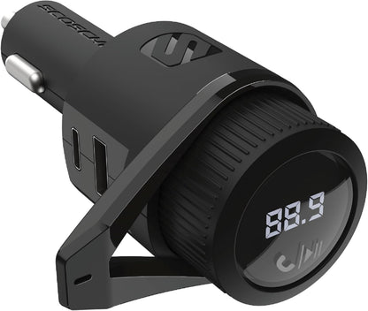 Scosche BTFM9-SP Bluetooth FM Transmitter Dual 12W USB-C & USB-A Ports Fast Car Charger
