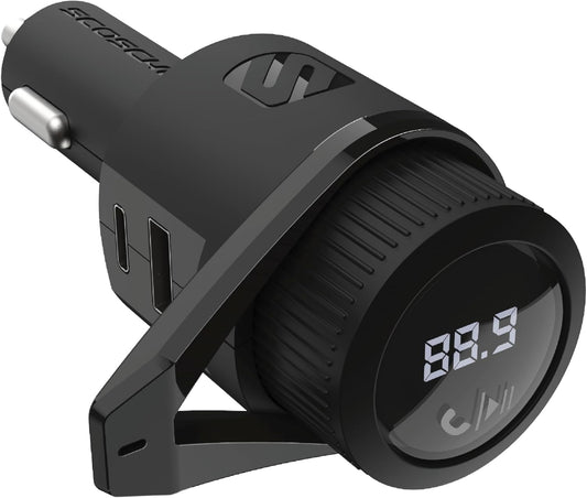 Scosche BTFM9-SP Bluetooth FM Transmitter Dual 12W USB-C & USB-A Ports Fast Car Charger