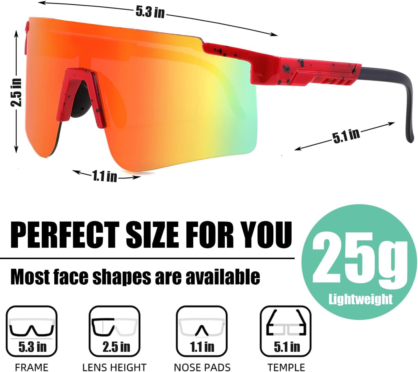 YUNBLL&KO Sports Sunglasses Men Women, P-V Style Cycling glasses