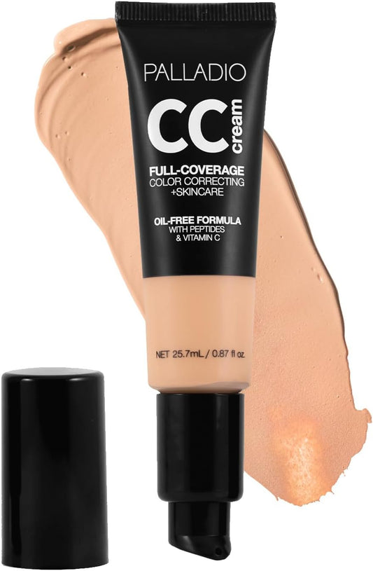 Palladio Full-Coverage Color Correction CC Cream, Oil-Free with P