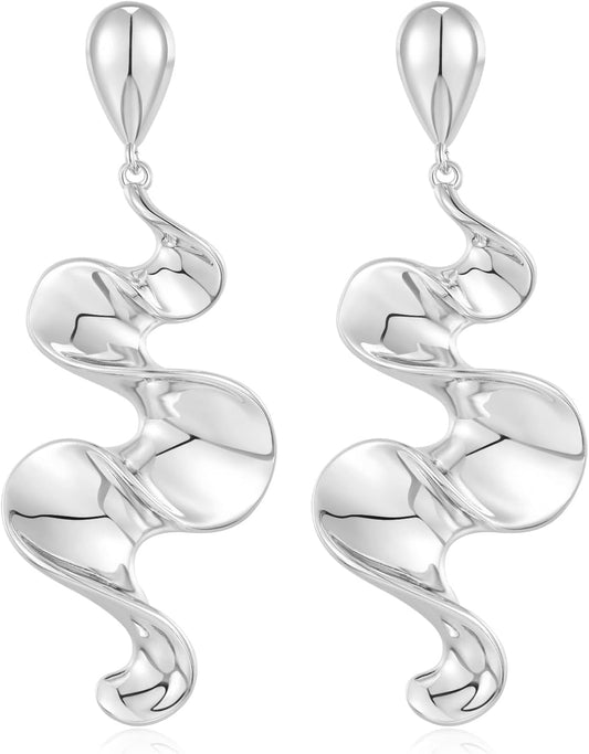 INNERDIVA Gold Irregular Abstract Geometric Earrings Hypoallergen