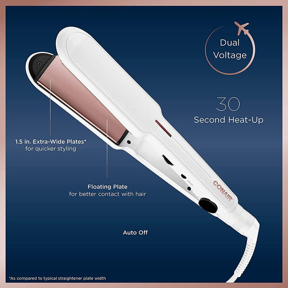 Conair CS922NC Double Ceramic 1 1/2'' Flat Iron, Hair Straightene