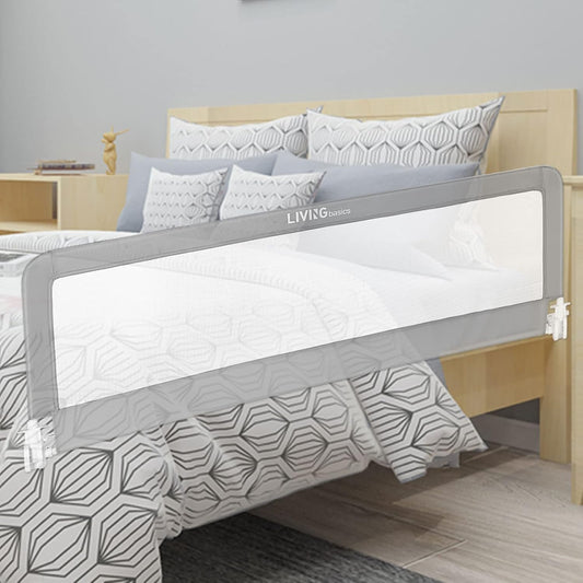 LIVINGbasics 59'' Baby Bed Rails, Swing Down Extra Long Bed Bumpe