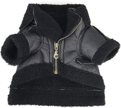 Pet Clothes, Dog Winter Thick Jacket with Zipper Leathe