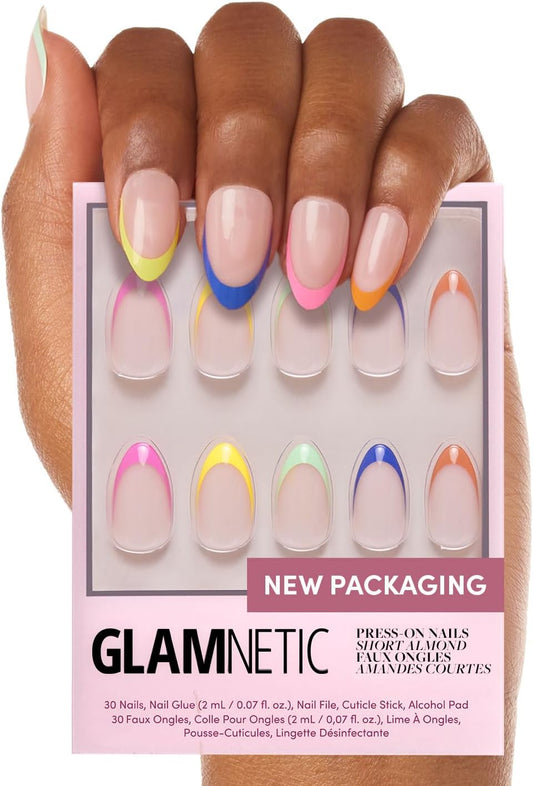 Glamnetic Press On Nails - Sprinkles | Rainbow French Tip Nails, UV Finish