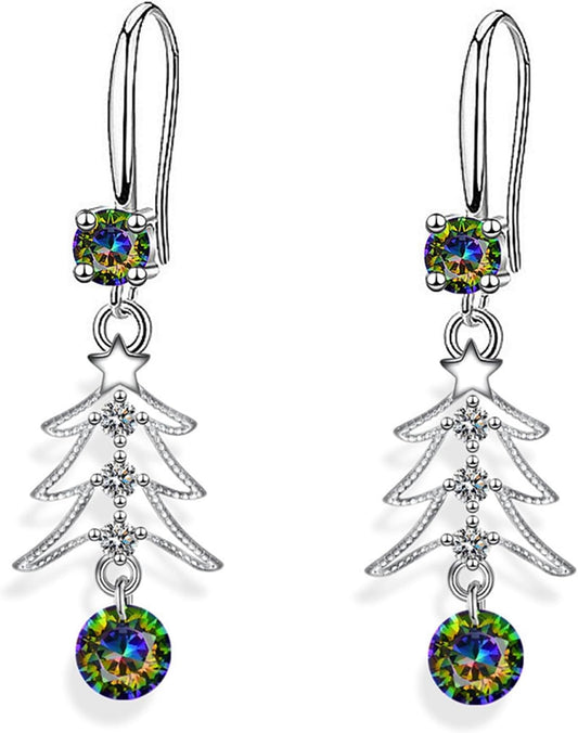 CVAYU Christmas Tree Dangle Drop Earrings for Girls Women Cute Colorful Cub