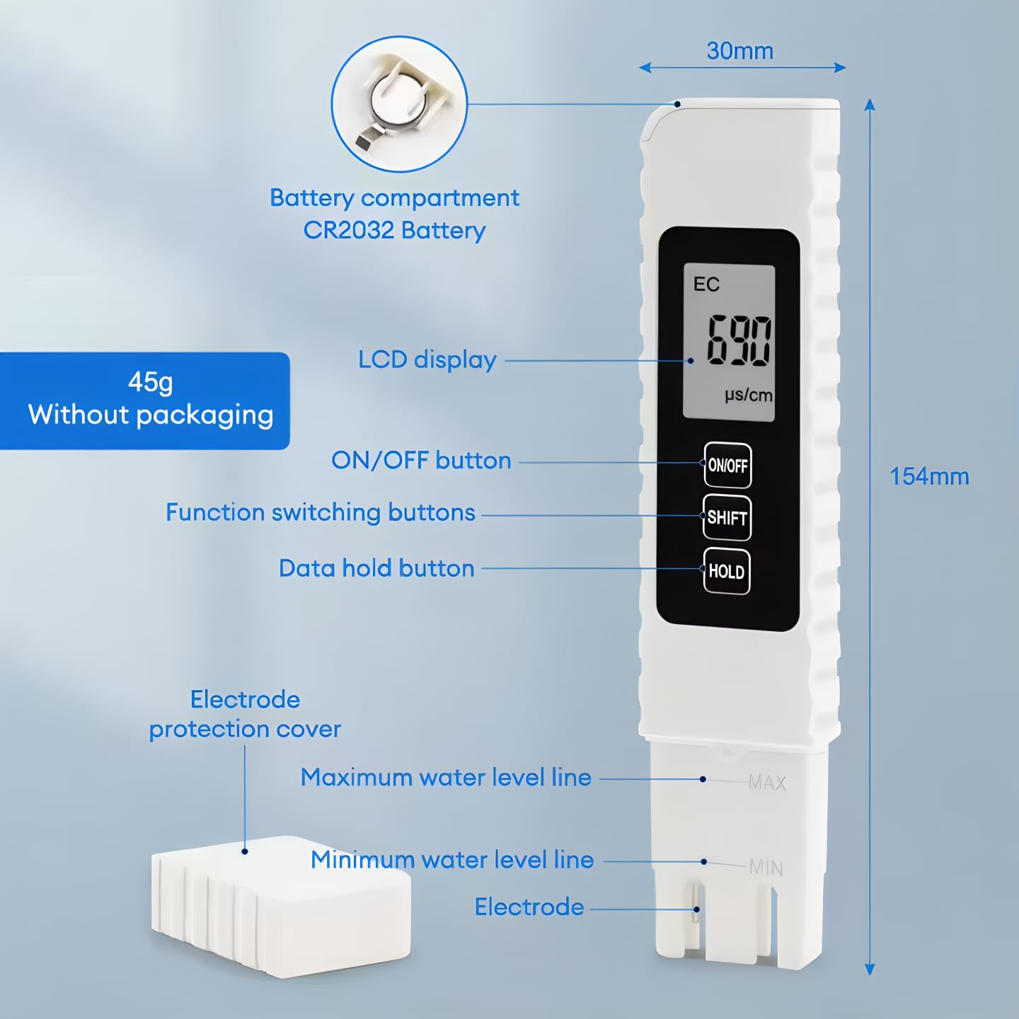 2025 New 4 in 1 TDS Meter Digital Water Tester- TDS EC & Temperature(°C,°F)