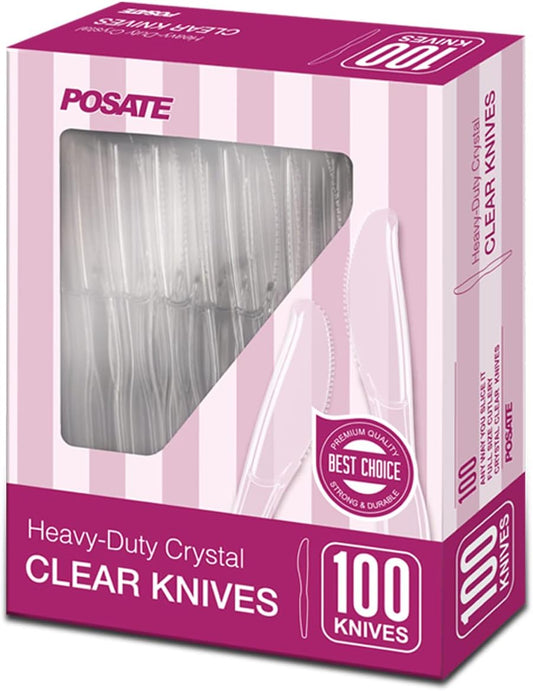 POSATE Clear Knives, Heavy-Duty Crystal (100  Knives)