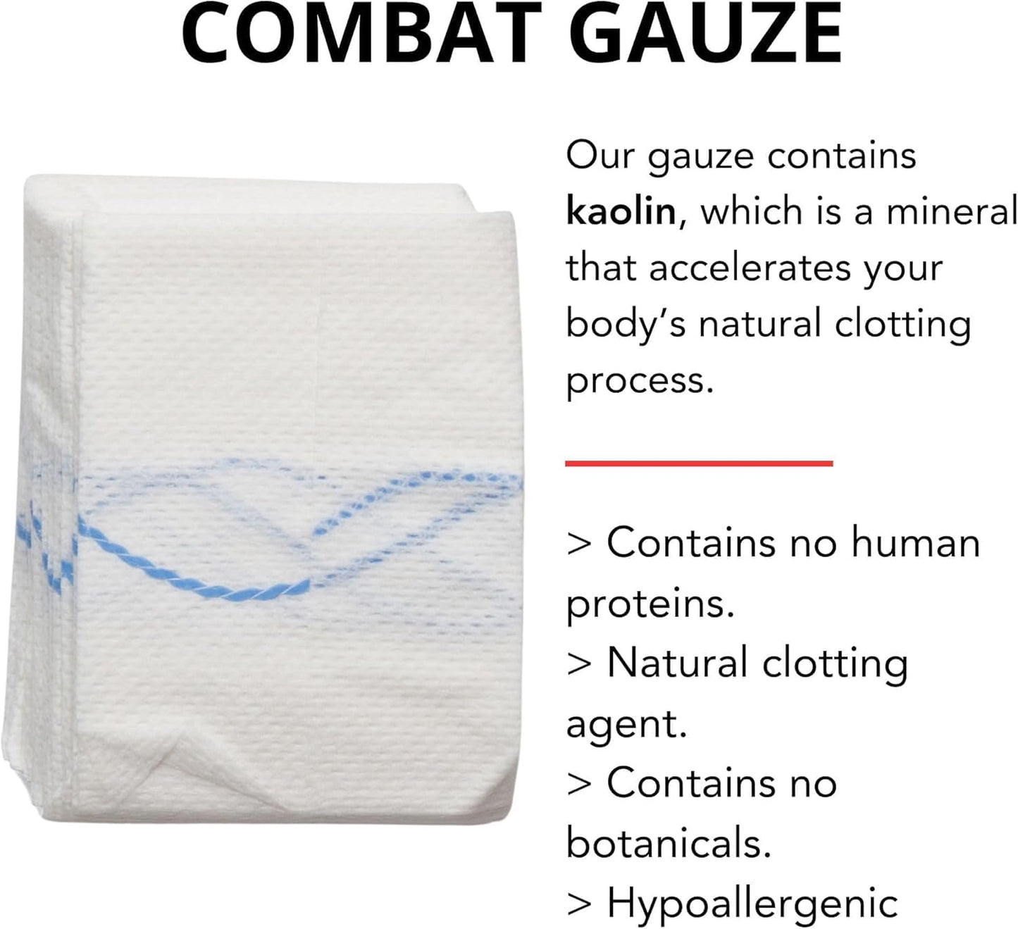 First Aid Advanced Quick Clotting Combat Gauze (Z-fold, 3" x 12.5 ft) - Fle