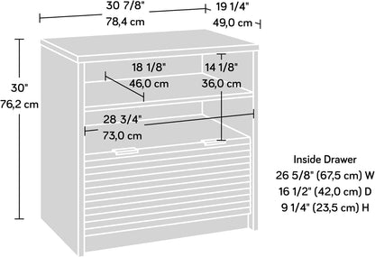 Sauder 426510 Harvey Park Lateral Filing Cabinet with Open Shelf, Grand Walnut Finish