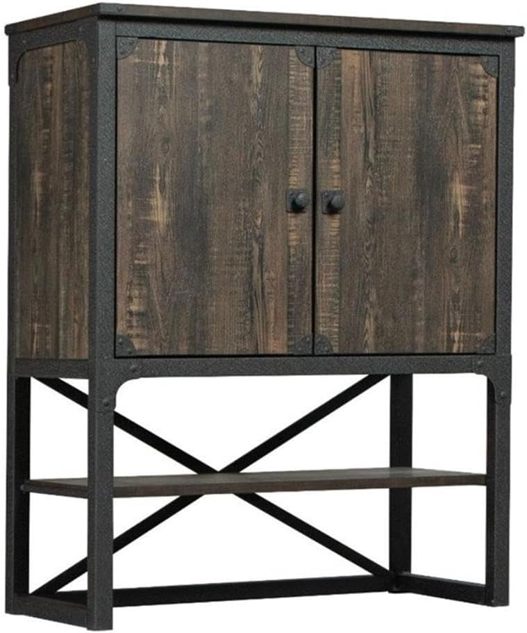 HUTCH Steel River Library Adjustable Shelf, Metal Frame - Carbon Oak