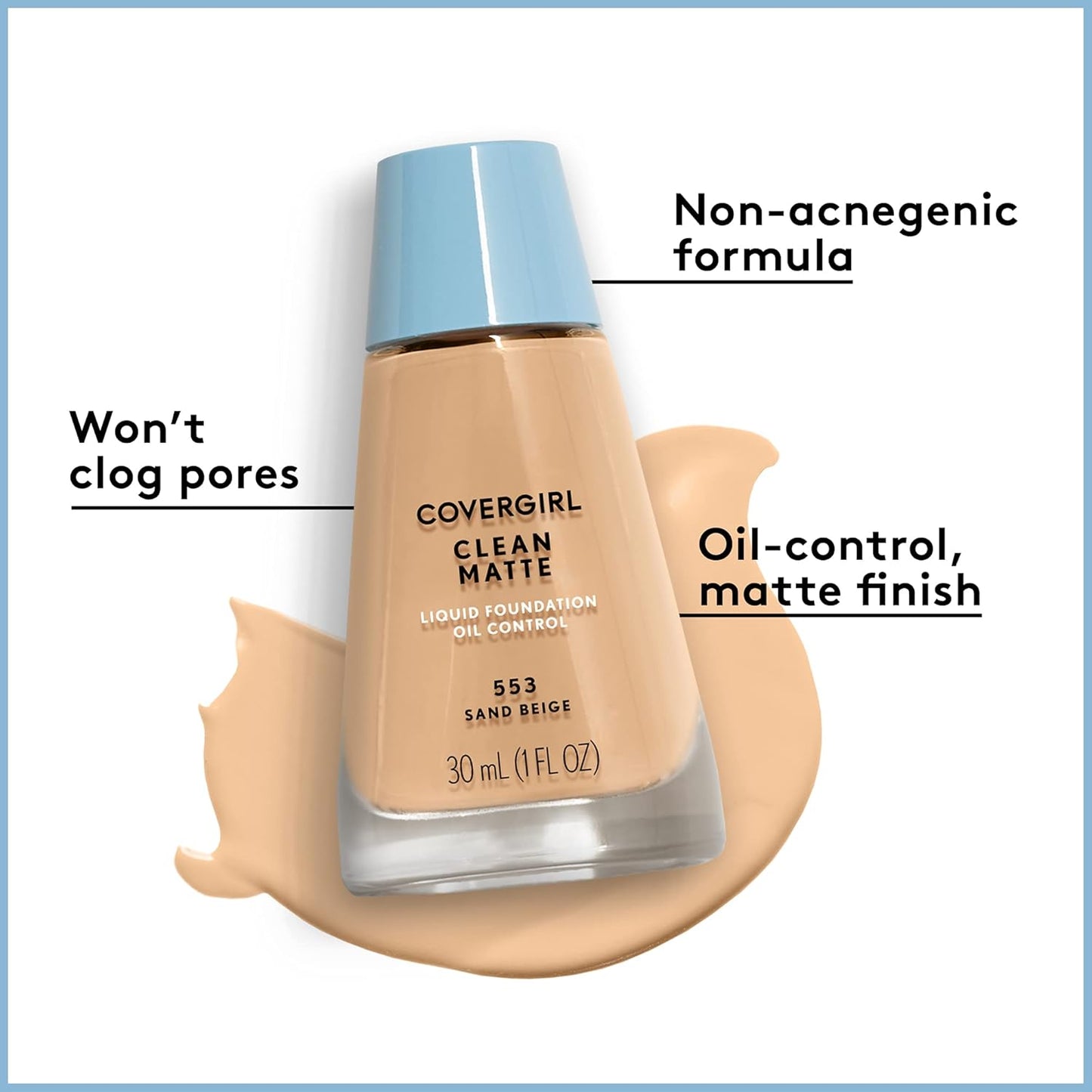 CoverGirl Clean Oil Control Liquid Foundation, 530 Classic Beige,