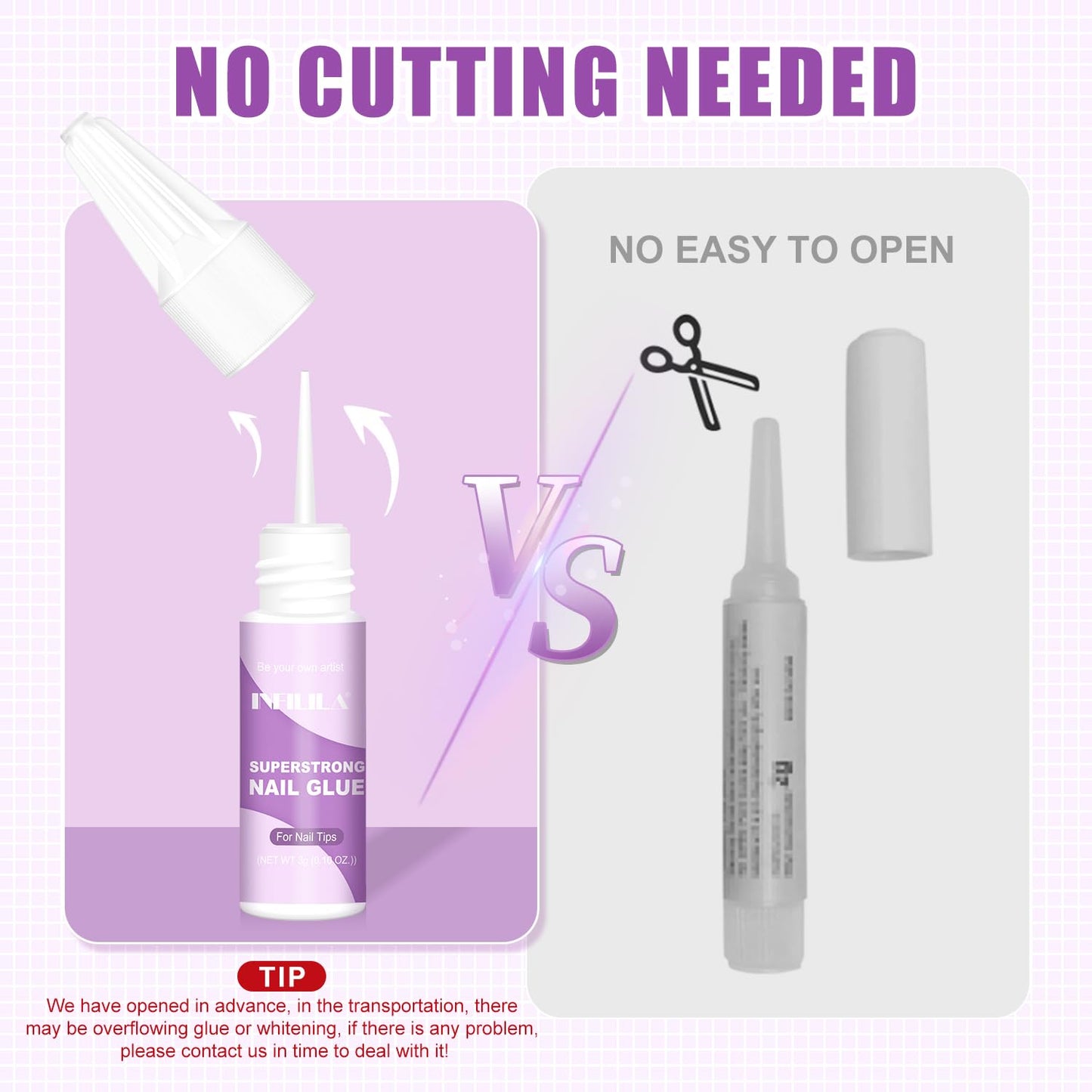 NXJ INFILILA 10PCS Nail Glue for Press on Nails, Super Strong Nail Glue Bul