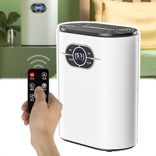 WhBeoy Small Quiet Dehumidifier,Household  Dehumidifier, Auto Shut Off+ Drain Hose+ Negative  Ion Purification +Two Mode+Humidity Control, for  Bedroom Bathroom Basement,A