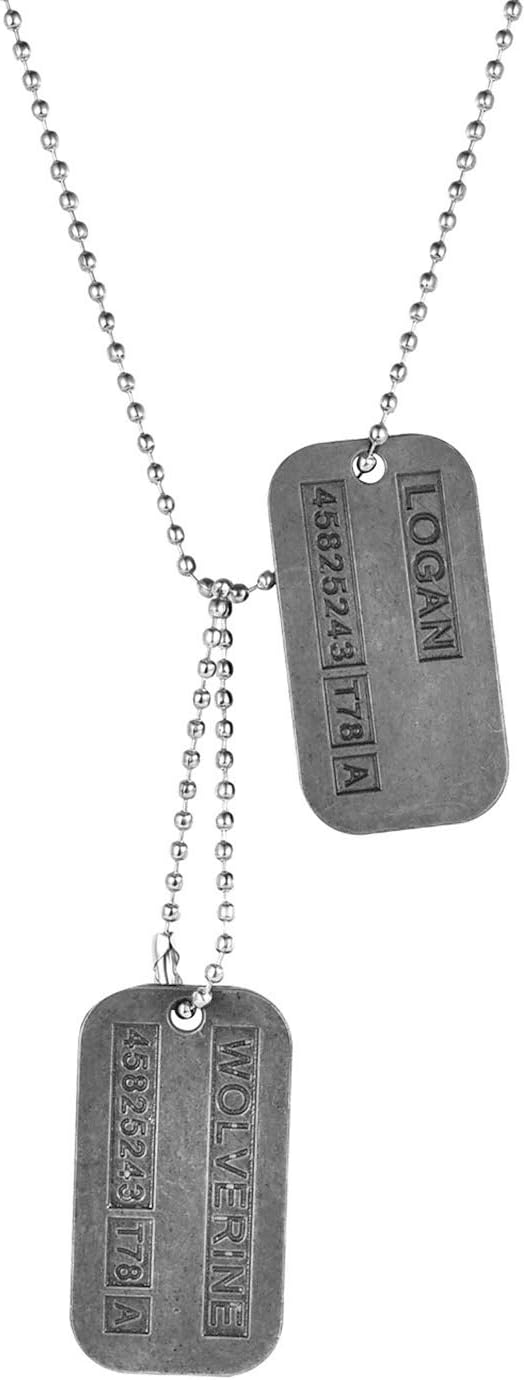 DAYSTART Two Double Sided Wolverine Name Dog Tags on 20 Inch Chai