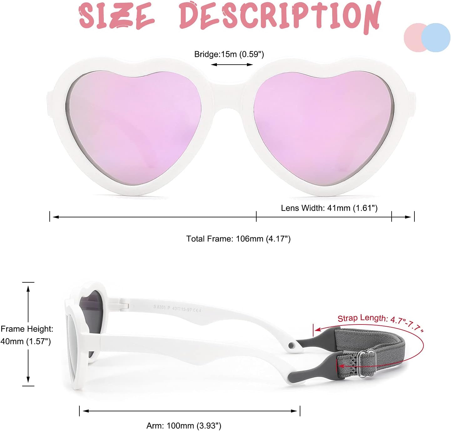 COASION Baby's First Sunglasses with Strap, Unbreakable Polarized