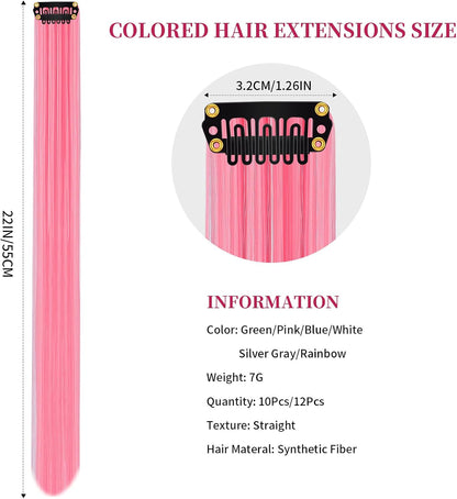 10 PCS Hair Extensions for Women, Clip in Hair Extensions Synthetic Straigh