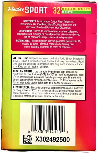 Playtex Plastic Tampons Sport Fresh Balance Multi-Pack Regular/Su