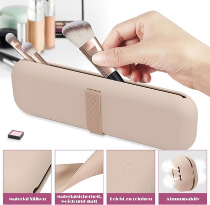 BSJIASHIWEI Silicone Makeup Brush Holder Travel Cosmetic Bag with Nylon Str
