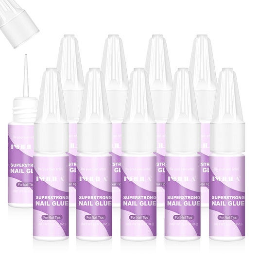 NXJ INFILILA 10PCS Nail Glue for Press on Nails, Super Strong Nail Glue Bul