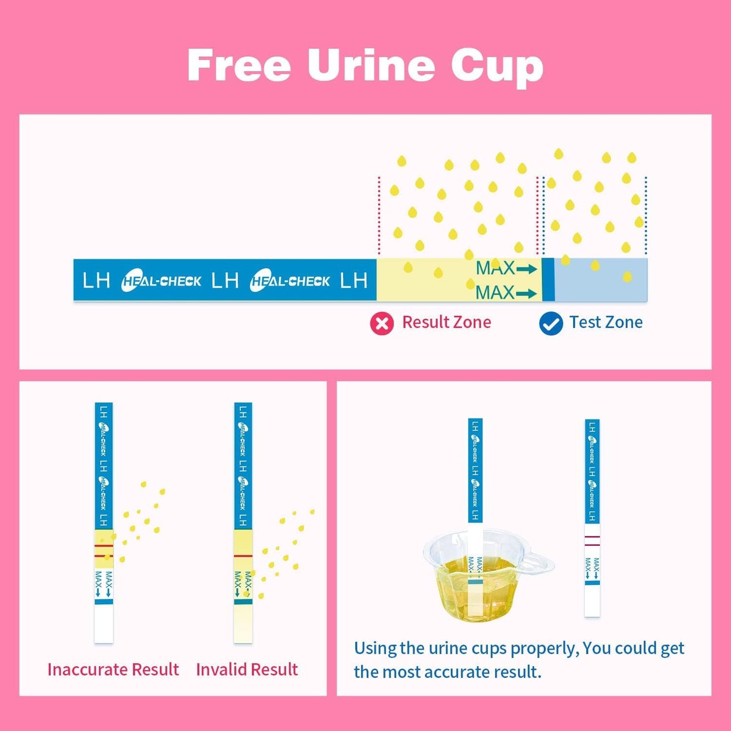HEAL-CHECK 25 Pack Ovulation Test Strips with Urine Cups, Bulk Ovulation Pr