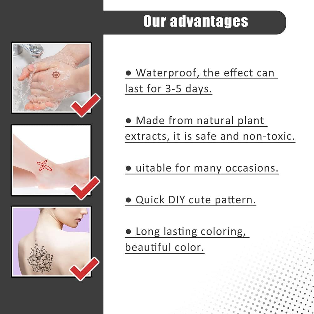 CeFurisy Temporary Tattoo Set, Freehand Fake Tattoos with 3 Colors Fruitty