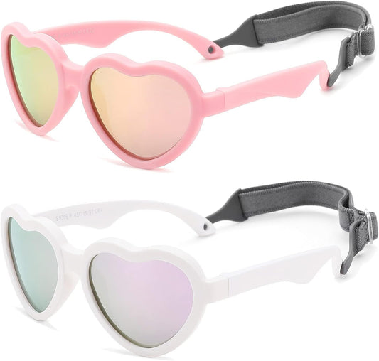 COASION Baby's First Sunglasses with Strap, Unbreakable Polarized