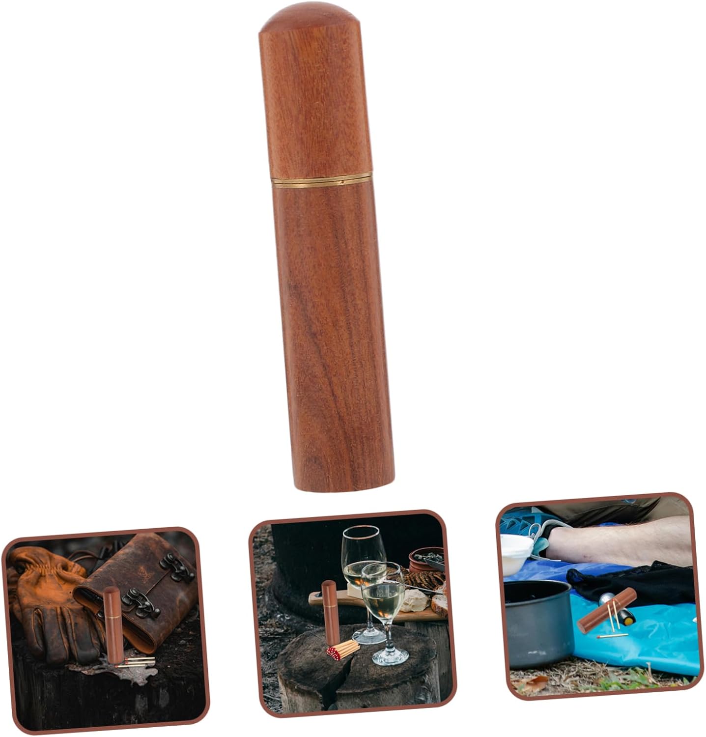 Luxshiny Match Storage Tube for Camping Portable Wooden Match Hol