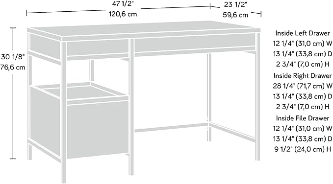Sauder 431254 Manhattan Gate 47.48 in. Sindoori Mango Computer Desk with File Storage
