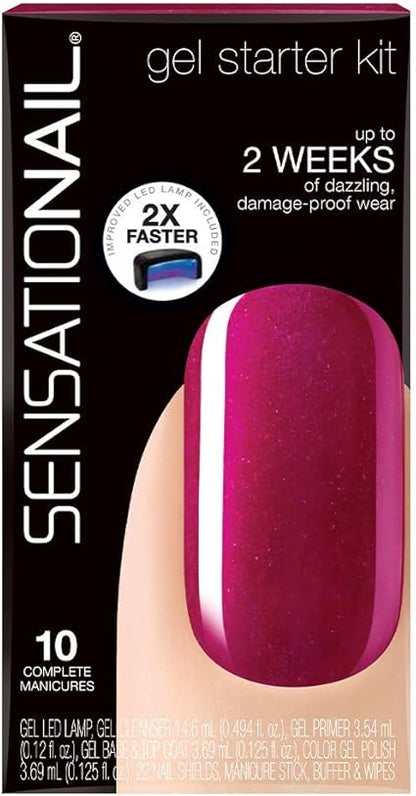 SensatioNail Gel Nail Polish Starter Kit, Raspberry Wine Red – At
