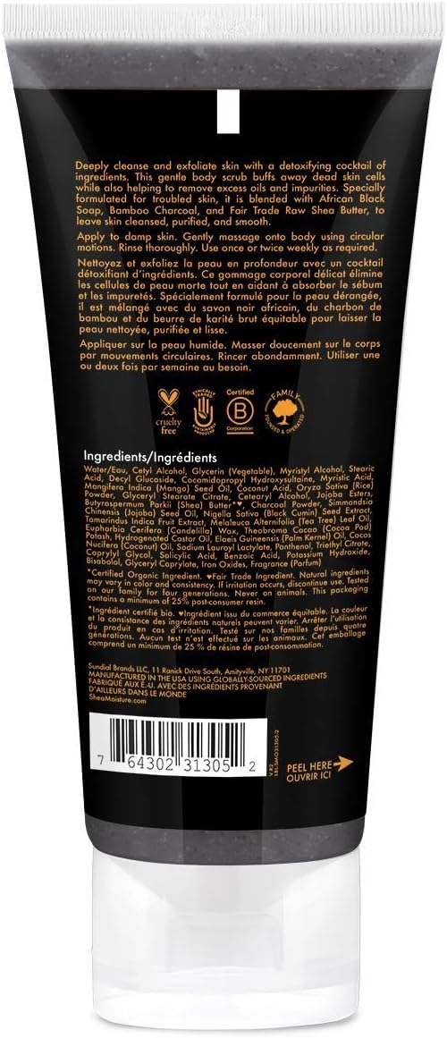 Shea Moisture African Black Soap Bamboo Charcoal Body Scrub 170g