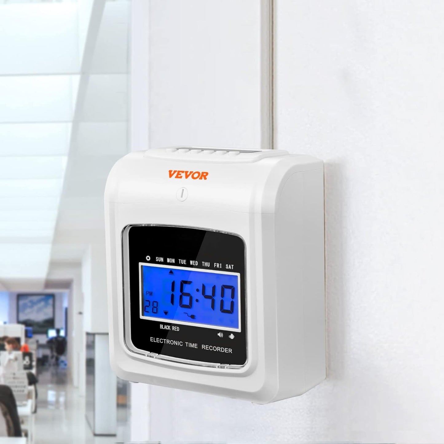 VEVOR LY-258 Punch Time Clock, Time Tracker Machine for Employees of Small Business, 6 Punches per Day, Time Clock Punch Machine Includes 102 Time Cards, 1 Ink Ribbon and 2 Security Keys
