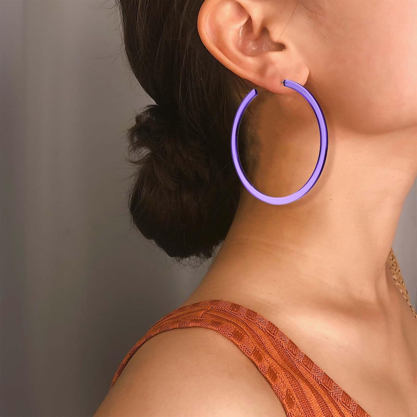 Neon Earring 80s Outfits Women Neon Clothes Women Acrylic Hoop Earrings 90s