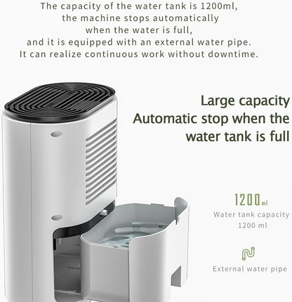 WhBeoy Small Quiet Dehumidifier,Household  Dehumidifier, Auto Shut Off+ Drain Hose+ Negative  Ion Purification +Two Mode+Humidity Control, for  Bedroom Bathroom Basement,A