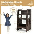 Costway HY10011CF Kids Kitchen Step Stool with Double Safety Rails Toddler Learning Stool Brown