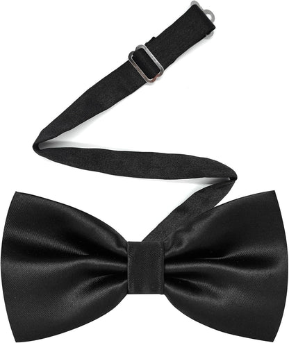 Qancekoo Adjustable Men Bowtie Solid Color Double Fold Pre-Tied Bow Tie for