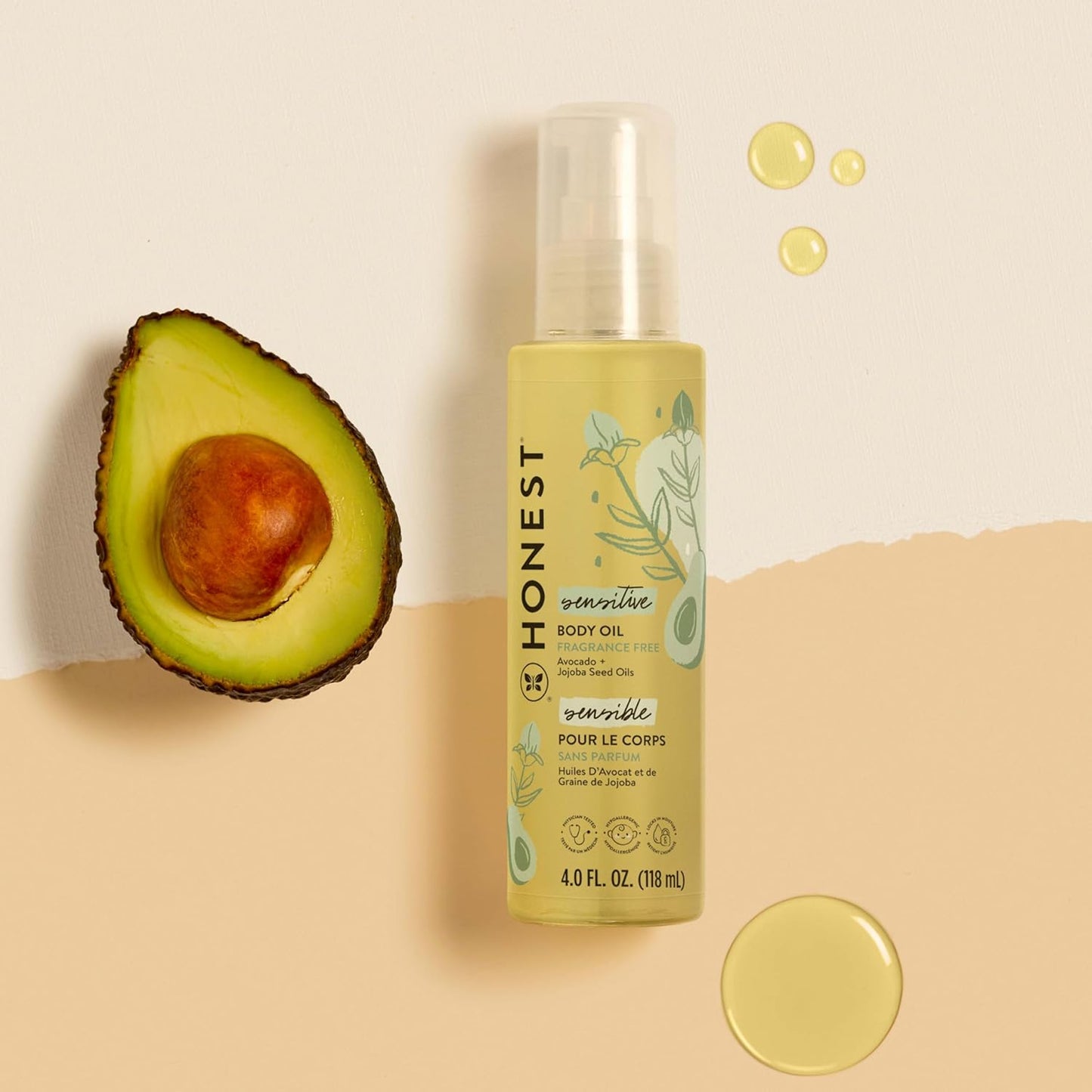 The Honest Company Organic Body Oil | Gentle for Baby | Fragrance Free, Pla