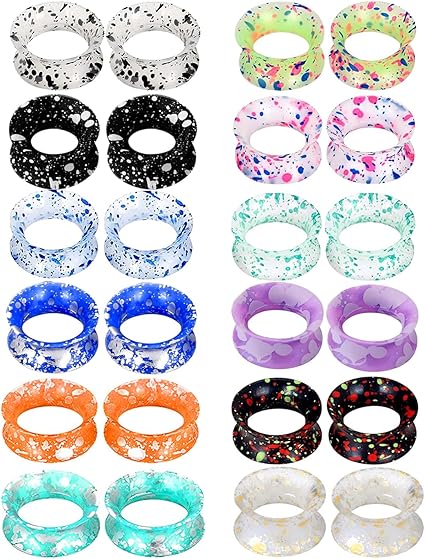 TIANCI FBYJS 24PCS Silicone Flexible Ear Tunnels  Gauges Plugs Stretchers Expander Double Flared  Flesh Tunnels Ear Piercing Jewelry